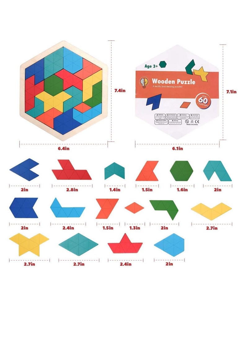 لعبة ألغاز الأطفال الخشبية الملونة بالكتل الخشبية - Image 2
