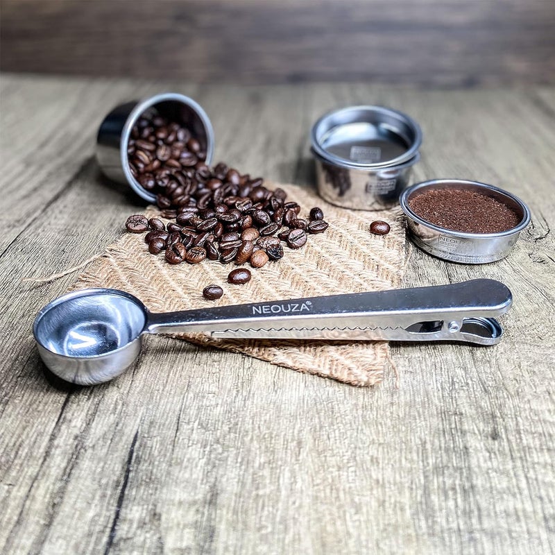 NEOUZA 51mm Stainless Steel Filter Basket 1/2/4 Cup for Espresso Bottomless Portafilter, Compatible With Delonghi, Breville Coffee Machine. Gift: Blind Filter and Scoop Clip - Image 5
