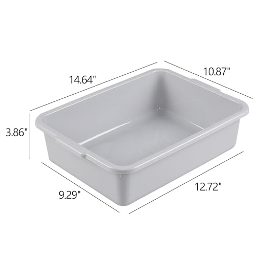 Doryh 4Pack Commercial Bus Tub Box 8 L Small Dish Pans for Washing Dishes Grey - Image 3