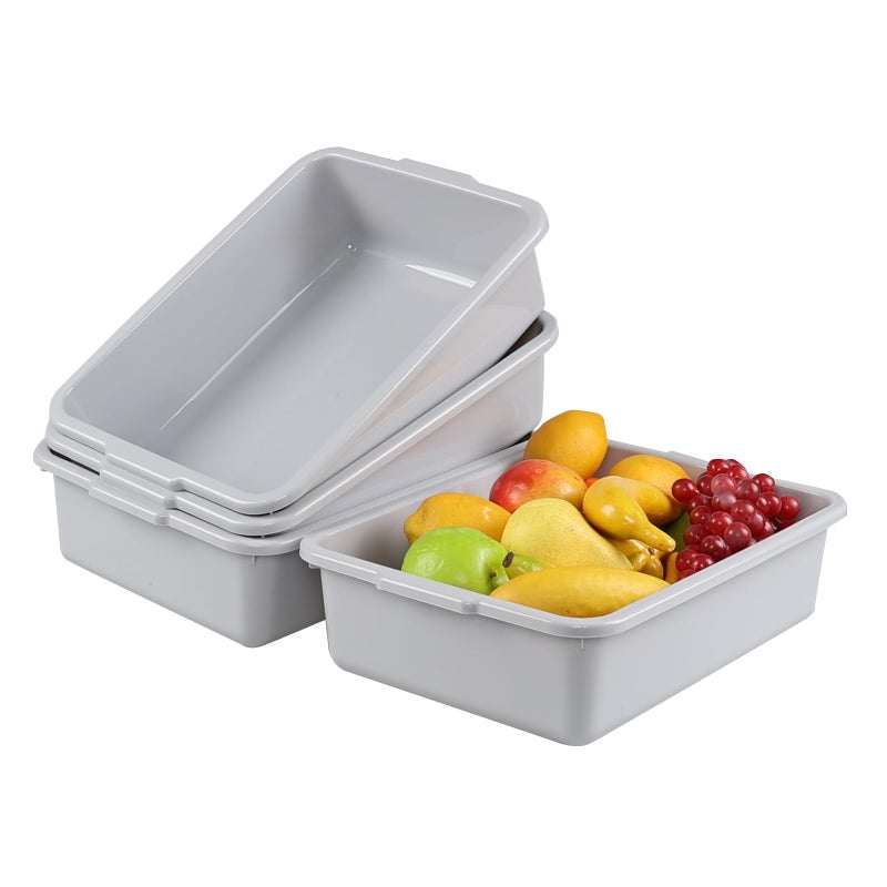 Doryh 4Pack Commercial Bus Tub Box 8 L Small Dish Pans for Washing Dishes Grey - Image 2