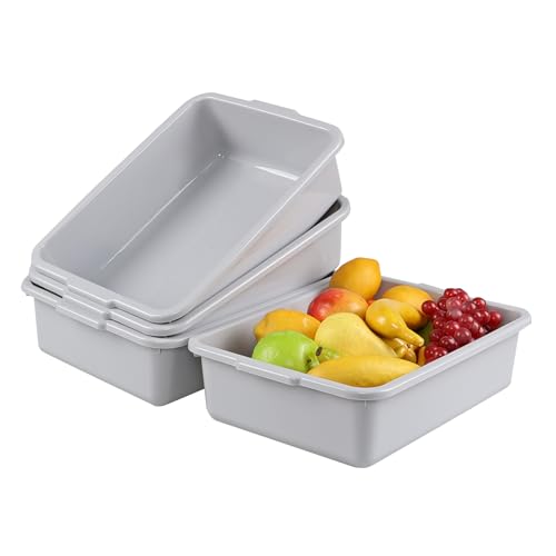 Doryh 4Pack Commercial Bus Tub Box 8 L Small Dish Pans for Washing Dishes Grey - Image 1