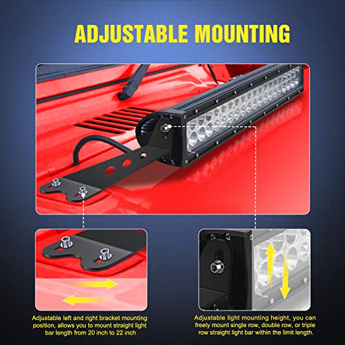 Nilight 2PCS Hood Mounting Brackets for 20” LED Light Bar on Jeep Wrangler JK 2007-2017, 2 Years Warranty (90040B), Black - Image 4