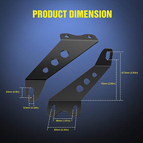 Nilight 2PCS Hood Mounting Brackets for 20” LED Light Bar on Jeep Wrangler JK 2007-2017, 2 Years Warranty (90040B), Black - Image 2