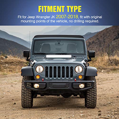 Nilight 2PCS Hood Mounting Brackets for 20” LED Light Bar on Jeep Wrangler JK 2007-2017, 2 Years Warranty (90040B), Black - Image 5