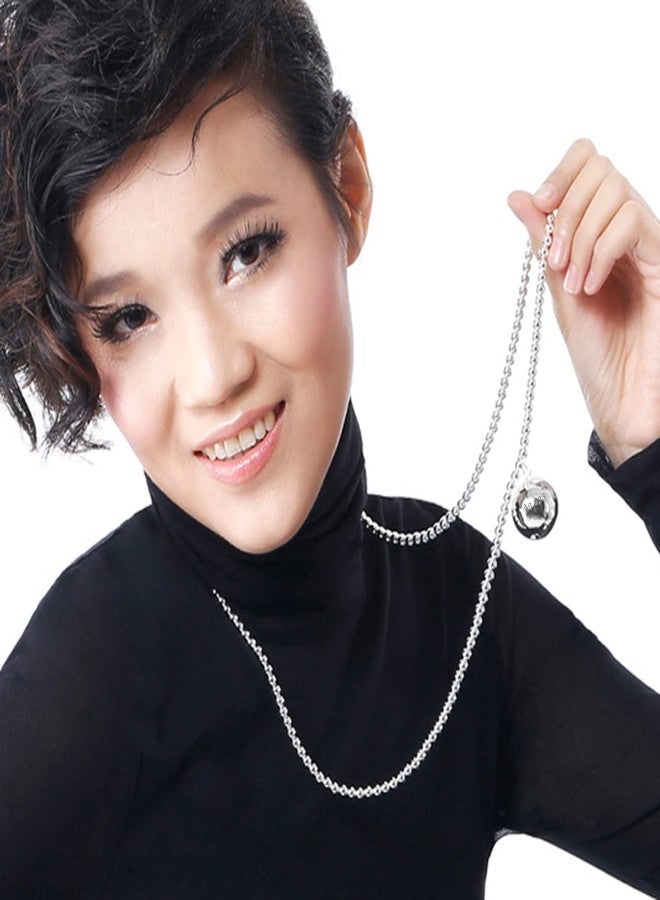Dankadi Italy Fashion Women 925 Sterling Silver Bead Necklace Bell and Heart Pendant 4MM 6MM Round Prayer Beads Link Chain 18 "20" 22 "24" 26 "28" Girl Teens Jewelry Gift, 22 inches, Sterling Silver, No - Image 2