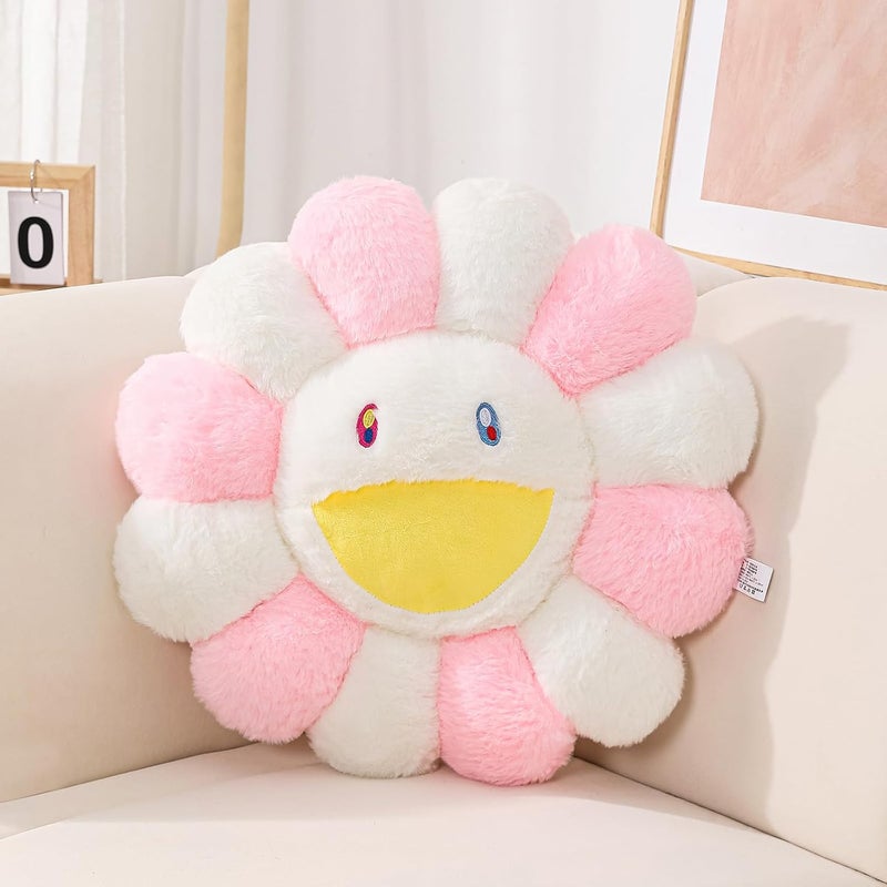 FIONOUT Flower Pillow, Flower Shaped Throw Pillow, Flower Face Floor Cushions Floor Pillow, Colorful Sunflower Plush Pillow, Cute Room Decor Decorative Pillows for Sofa Bedroom Car (60CM/23.6in) - Image 1