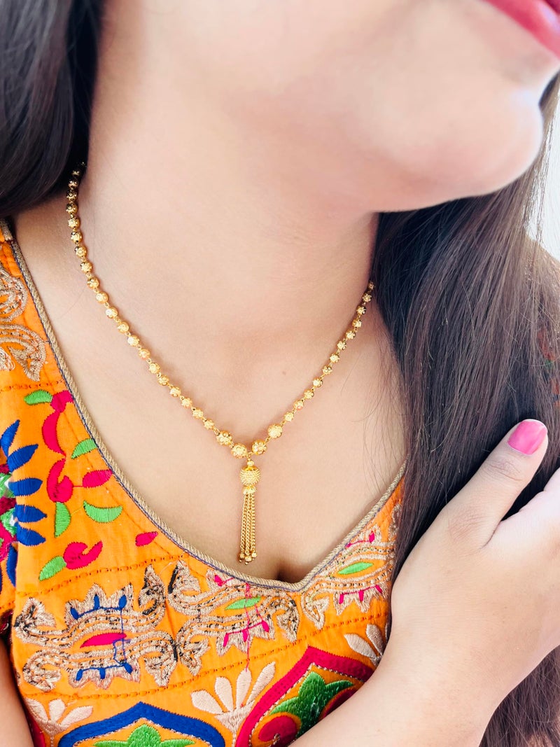 JHB Gold Plated Stylish Chain Neck Designer 18 inch MATARMALA Handmade Real Look Design Beauty Pave Natural Jewelry for Women Girls and Women - Image 5