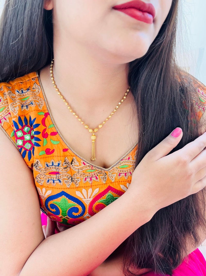 JHB Gold Plated Stylish Chain Neck Designer 18 inch MATARMALA Handmade Real Look Design Beauty Pave Natural Jewelry for Women Girls and Women - Image 2