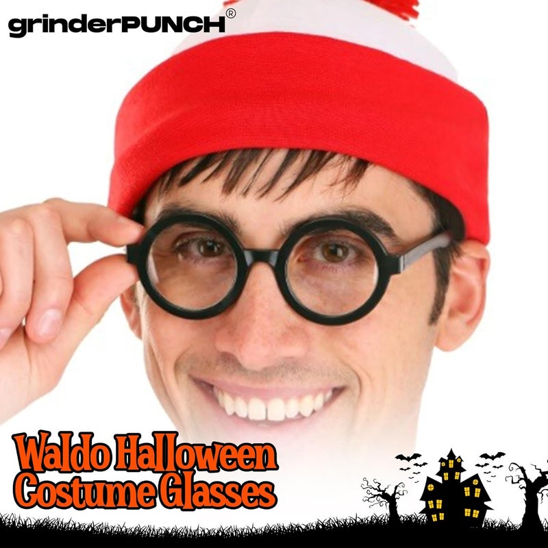 grinderPUNCH Costume Glasses | Thin Round Nerd Halloween Eyeglasses | Wizard Glasses | Adults (Black) - Image 5