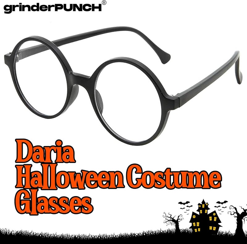 grinderPUNCH Costume Glasses | Thin Round Nerd Halloween Eyeglasses | Wizard Glasses | Adults (Black) - Image 2