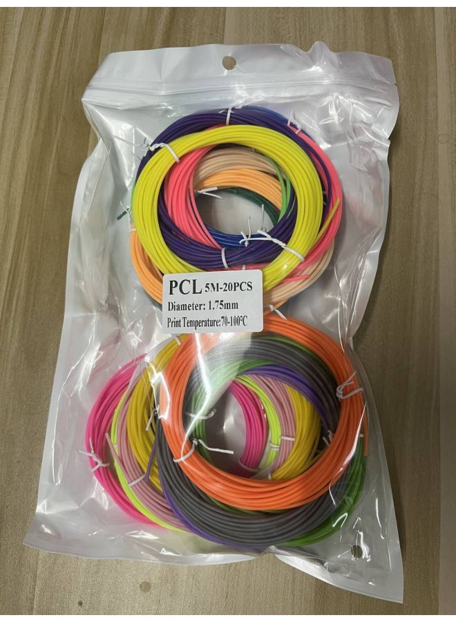 3d Printing Painting Pen Set Low Temperature Wireless Creative Graffiti Toys Children's Diy Stereoscopic Painting Pen-Color:Low Temperature PLC Consumables (100 M) 20 Rolls (20 Colors)  - Image 1