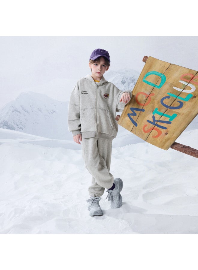 مكد 【أعلى + بنطال】mqd مجموعة هودي للرياضة بأسلوب المدرسة العادي لربيع/خريف الأولاد - Image 4