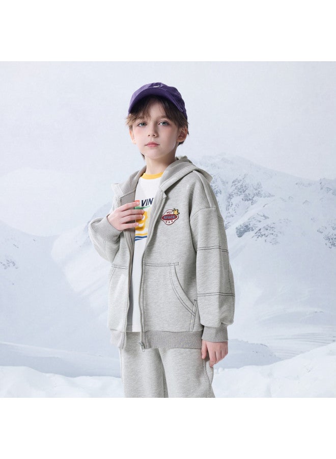 مكد 【أعلى + بنطال】mqd مجموعة هودي للرياضة بأسلوب المدرسة العادي لربيع/خريف الأولاد - Image 2