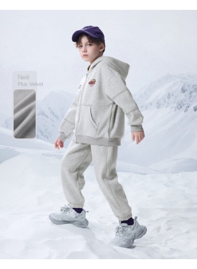 مكد 【أعلى + بنطال】mqd مجموعة هودي للرياضة بأسلوب المدرسة العادي لربيع/خريف الأولاد - Image 1