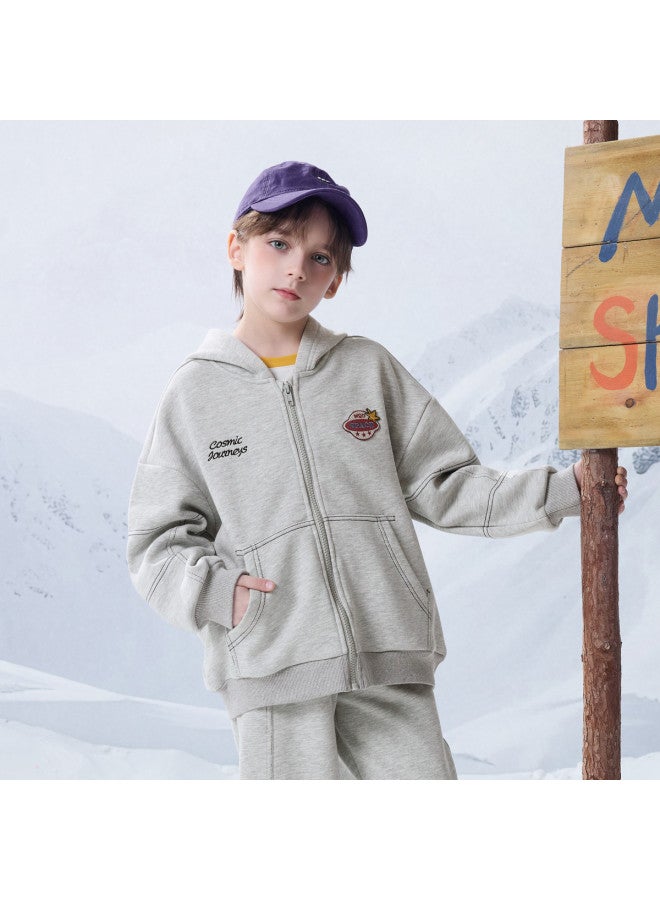 مكد 【أعلى + بنطال】mqd مجموعة هودي للرياضة بأسلوب المدرسة العادي لربيع/خريف الأولاد - Image 3