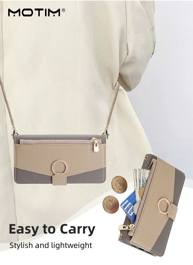 Motim iPhone 15 Case with Lanyard Strap and Card Holder, Protective Crossbody Wallet Leather Handbag Purse Protective Case with Kickstand, Make Up Mirror Cover Phone Case  - Image 5