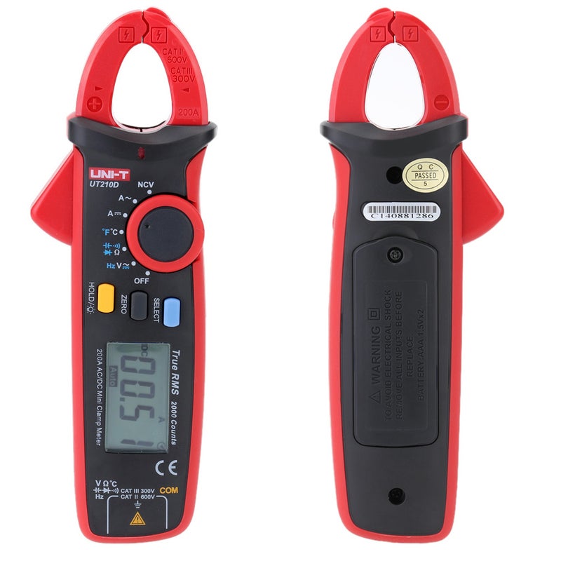 مقياس القفل الرقمي UNI-T UT210D لقياس التيار المتردد/المباشر والجهد والمقاومة والسعة، ومقياس متعدد ووحدة قياس درجة الحرارة مع نطاق تلقائي - Image 5
