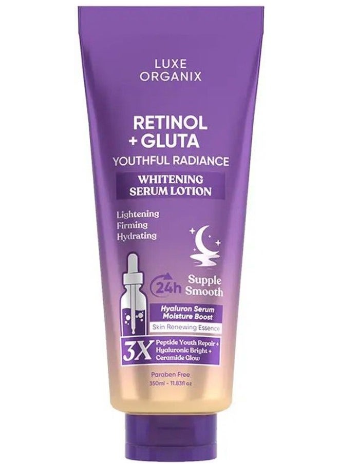 LUXE ORGANIX Retinol + Gluta Youthful Radiance Whitening Serum Lotion 350Ml  - Image 1