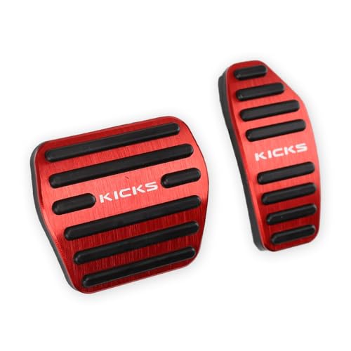LEXLEY 2PCS Anti-Slip Aluminum Brake Gas Pedal Pads,Auto No Drilling Accelerator Pedal Covers Only for Nissan 2018-2025 Kicks-RED - Image 1