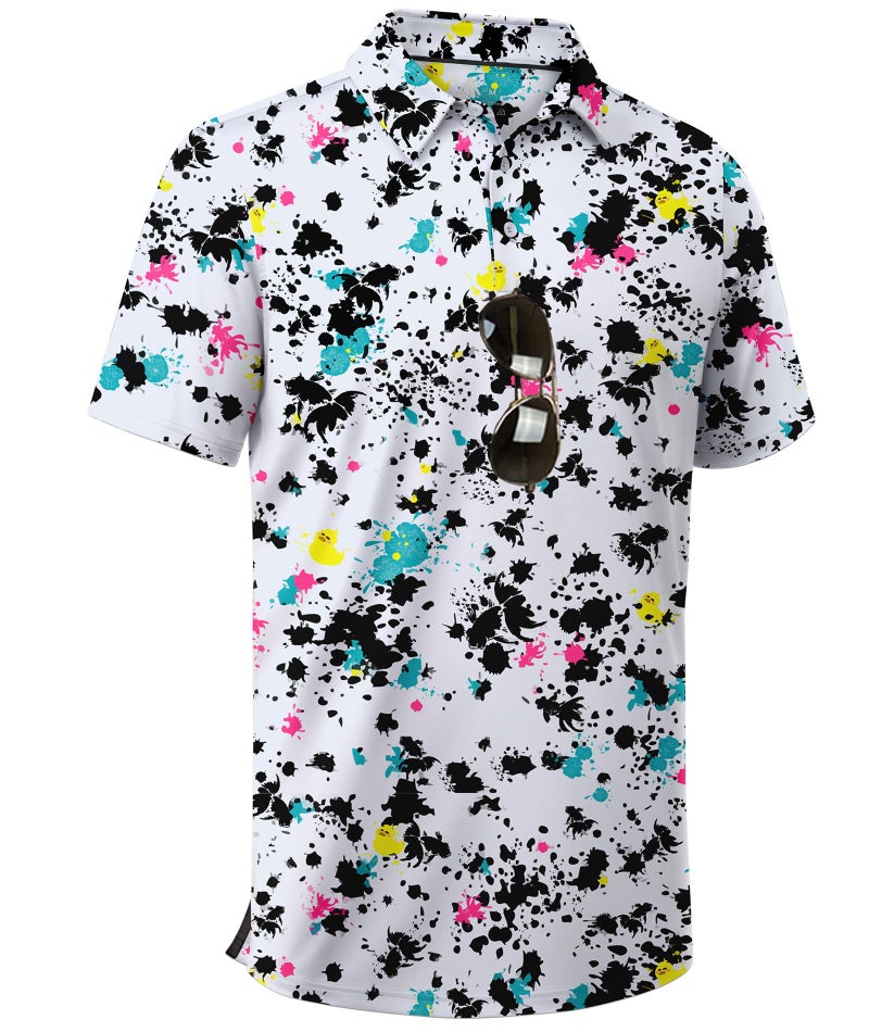 ZITY Men's Golf Shirts Short Sleeve Moisture Wicking Performance Print Patterns Casual Collared Golf Polo Shirt for Men - Image 1