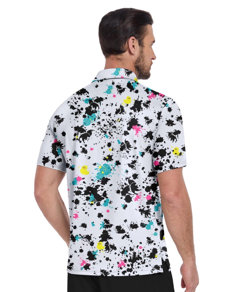 ZITY Men's Golf Shirts Short Sleeve Moisture Wicking Performance Print Patterns Casual Collared Golf Polo Shirt for Men - Image 2