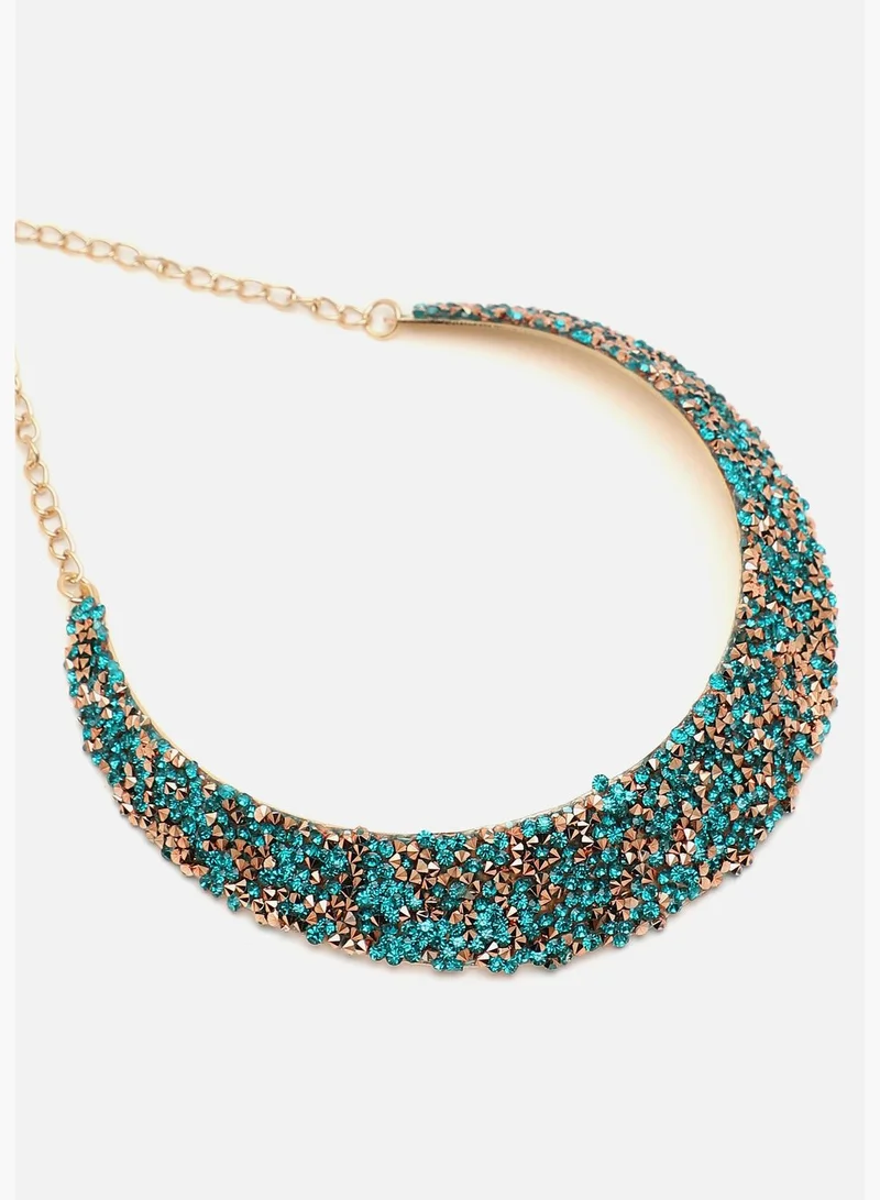 SOHI Gold Plated Designer Stone Party Necklace and Earring Set For Women