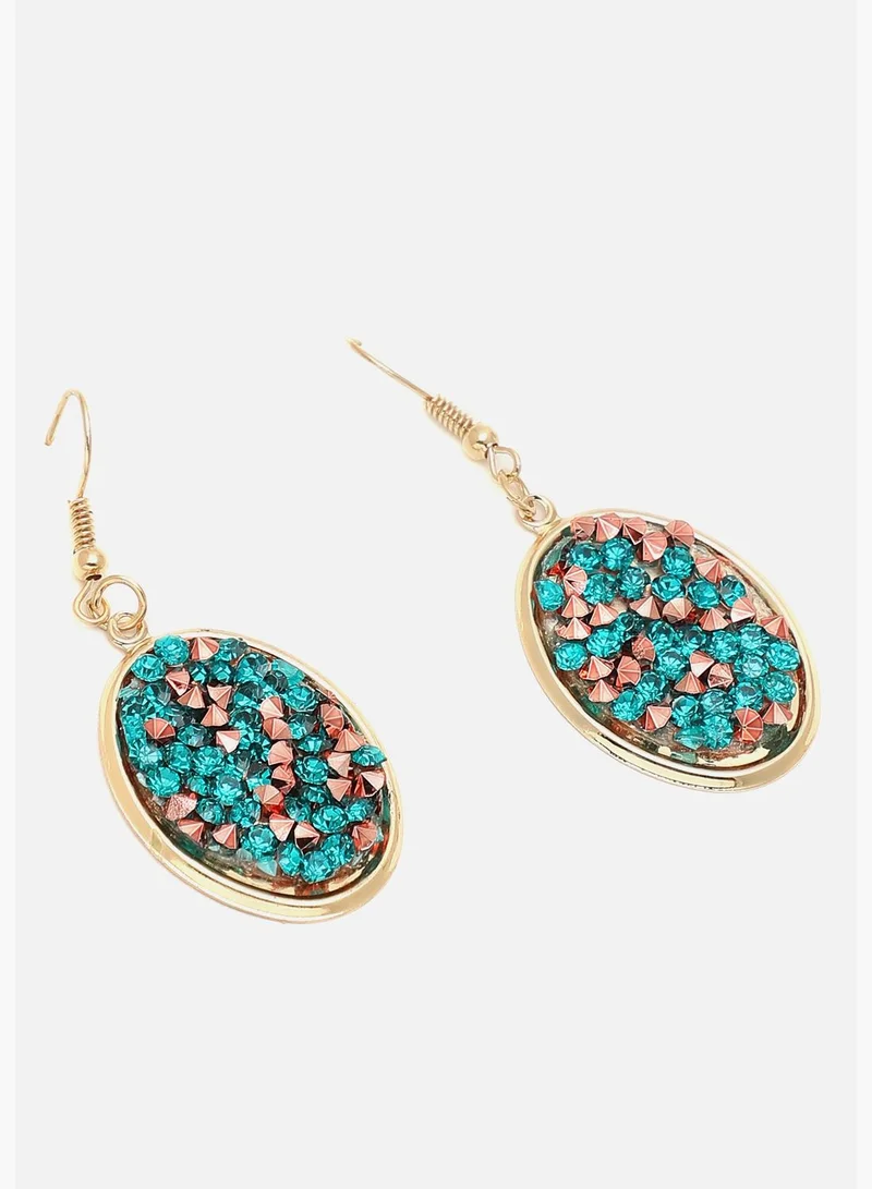 SOHI Gold Plated Designer Stone Party Necklace and Earring Set For Women