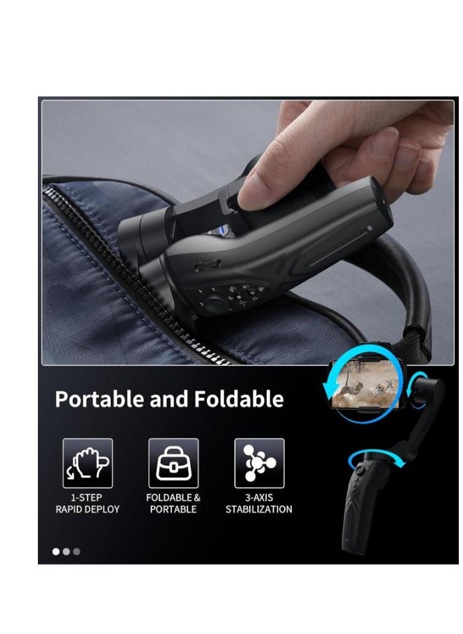 Executive LLC - F12 Gimbal Stabilizer for iPhone with AI Active Tracker 3 Axis Foldable Stabilizer for Smartphones wtih Magnetic Fill Light Handheld Phone Gimbal Stabilizer for Vlog Recording - Image 1