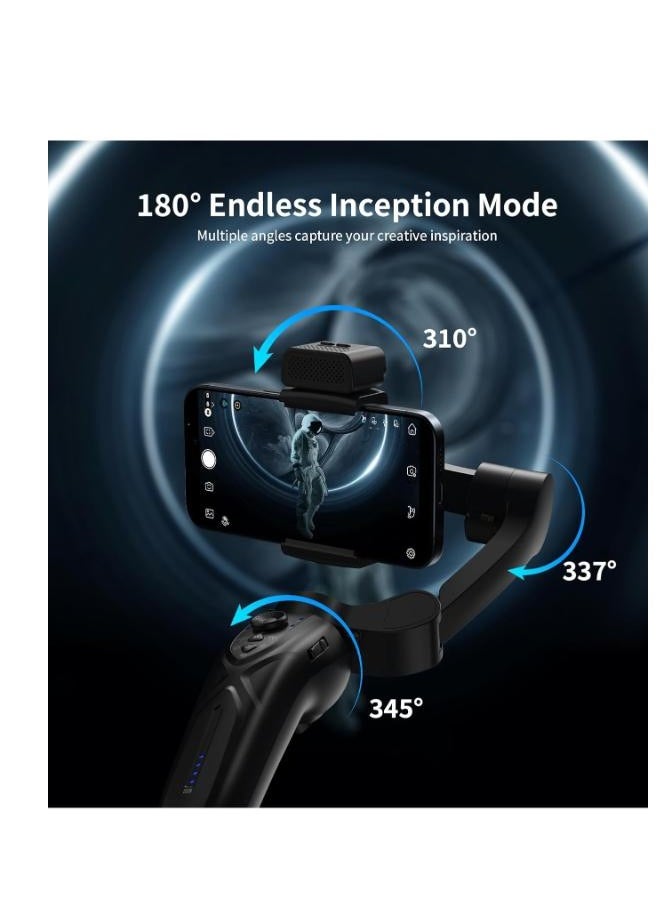 Executive LLC - F12 Gimbal Stabilizer for iPhone with AI Active Tracker 3 Axis Foldable Stabilizer for Smartphones wtih Magnetic Fill Light Handheld Phone Gimbal Stabilizer for Vlog Recording - Image 1