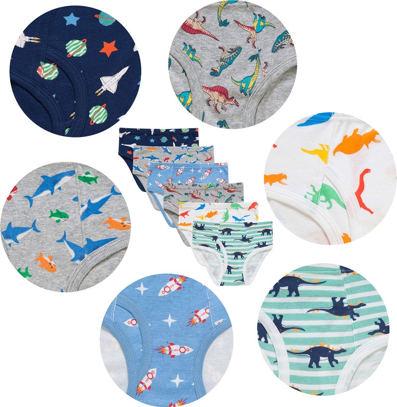 Naivete Baby Boys Sharks Underwear Kids Children Cotton Dinosaurs Panties Breathable Striped Comfort Briefs(Pack of 6) 3T - Image 2