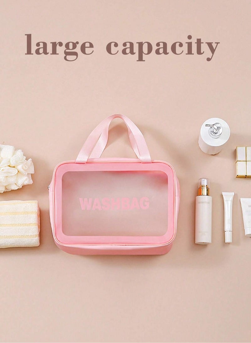 شي إن طقم 3 حقائب مكياج شفافة منظمة – حقائب مستحضرات تجميل وعطور بسحاب ومقبض مقاومة للماء ( قد يختلف اللون ) - Image 2