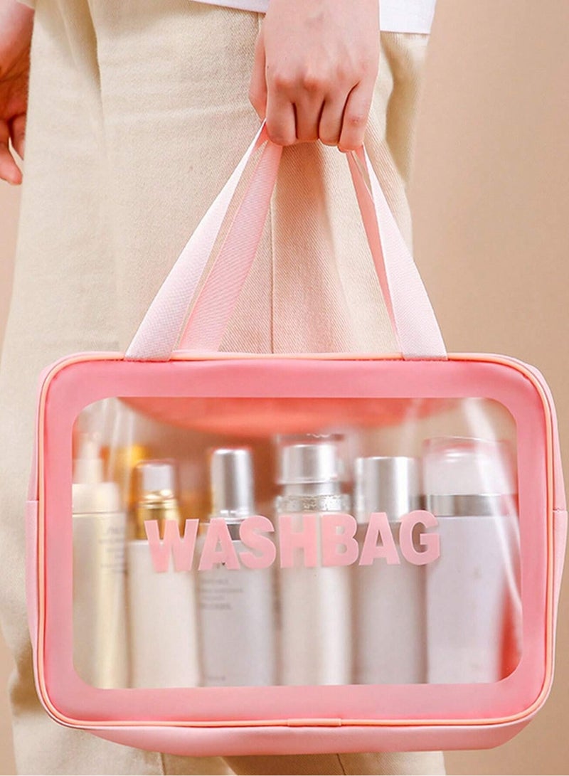 شي إن طقم 3 حقائب مكياج شفافة منظمة – حقائب مستحضرات تجميل وعطور بسحاب ومقبض مقاومة للماء ( قد يختلف اللون ) - Image 3