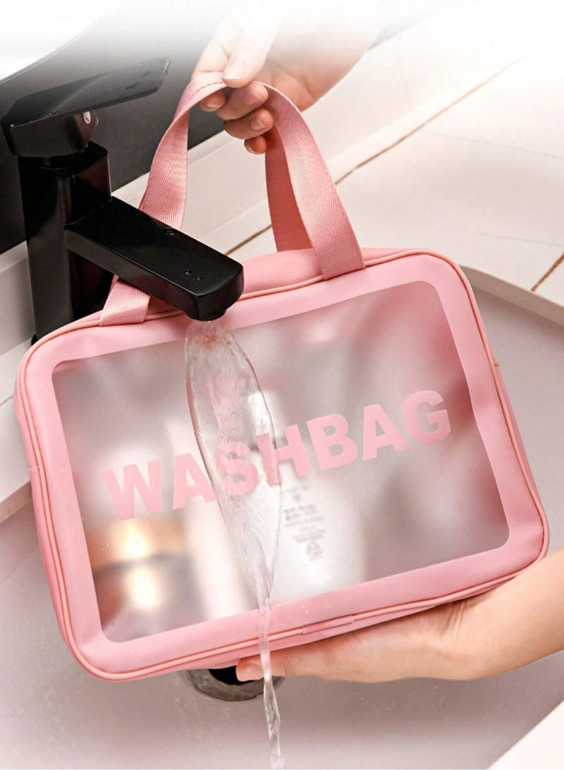 شي إن طقم 3 حقائب مكياج شفافة منظمة – حقائب مستحضرات تجميل وعطور بسحاب ومقبض مقاومة للماء ( قد يختلف اللون ) - Image 4