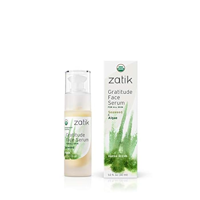 Zatik Naturals - Gratitude Face Serum with Seaweed and Algae, USDA Organic, Vegan, Non GMO Gluten Free, Soy Free, Alcohol Free, pH Balanced, Biodegradable, 1.0 fl oz, 30ml - Image 1