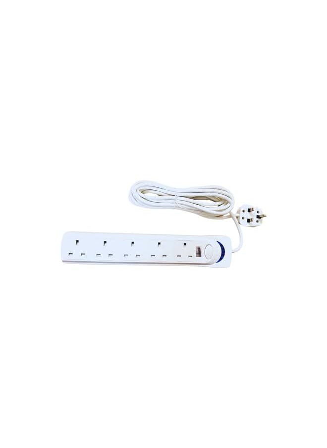 PROMASS Extension Cord 5m Power Universal Extension Lead with Surge Protection, 5 Sockets, 1700 Watts, 5 Meters, White Multiple Function (5m)  - Image 3