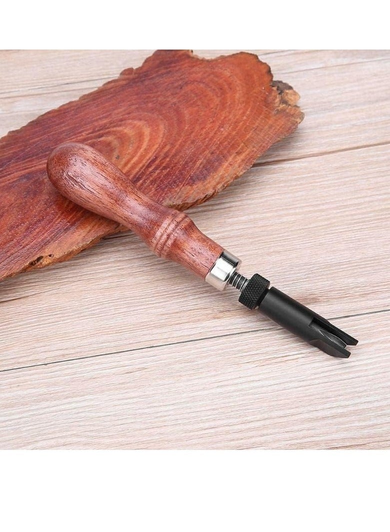 Excefore Leather Edge Beveler Tool, Wide Mouth Leathercraft Edge Skiving Beveler, Leather Craft Gouge Tools, with Wooden Handle Groover V Type Gouge, for DIY  Leather Crafting Working Tools - Image 3