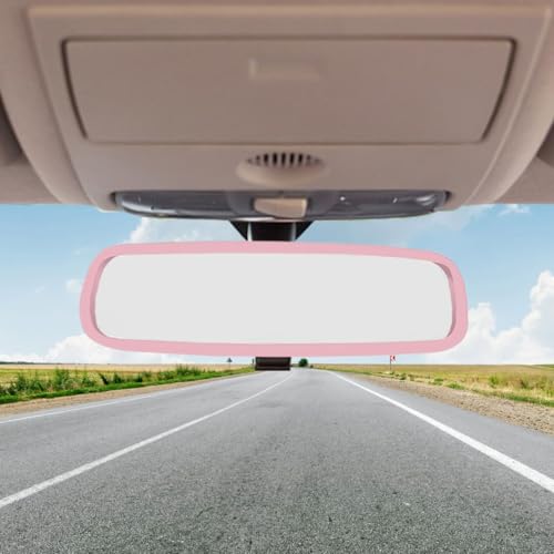 YoRise Car Rear View Mirror Protector Frame Silicone Rearview Mirror Cover Automotive Rearview Edge Protection Accessories Car Mirrors Cover Decoration for Most Cars Pink - Image 1