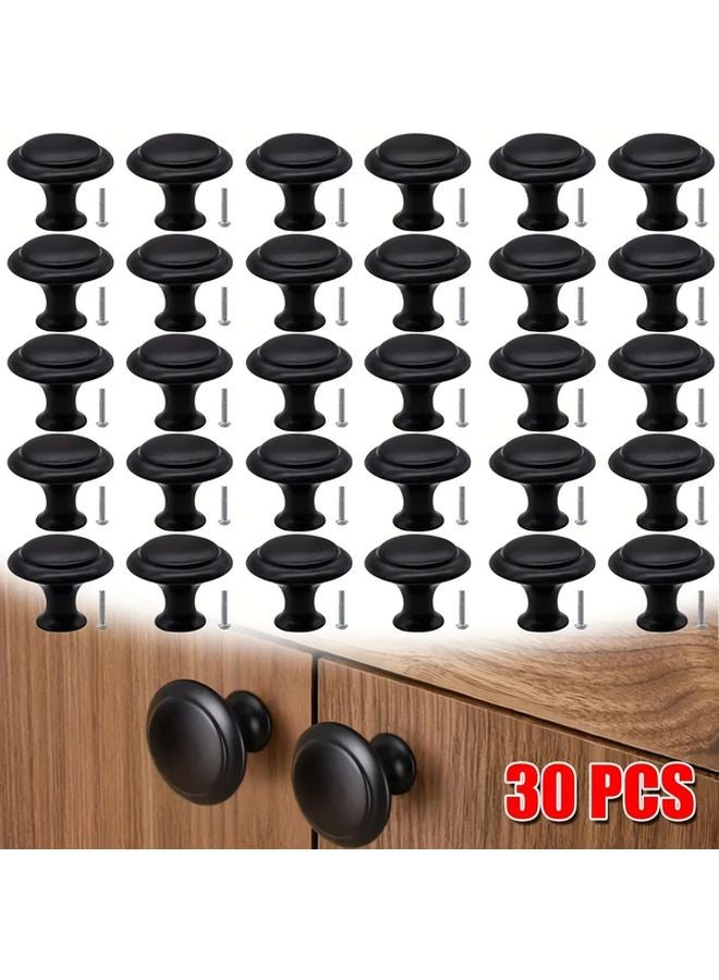 30 قطعة من مقابس الخزانة السوداء مقاس 1 بوصة - مقابس أدراج مستديرة من سبيكة الزنك لمطبخ وخزانة الملابس - Image 3