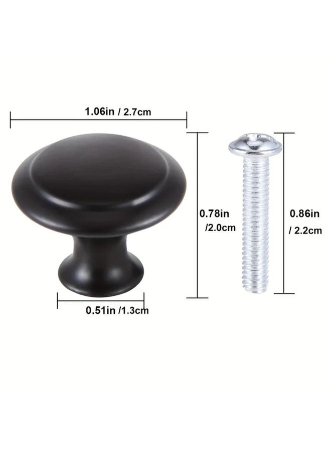 30 قطعة من مقابس الخزانة السوداء مقاس 1 بوصة - مقابس أدراج مستديرة من سبيكة الزنك لمطبخ وخزانة الملابس - Image 1