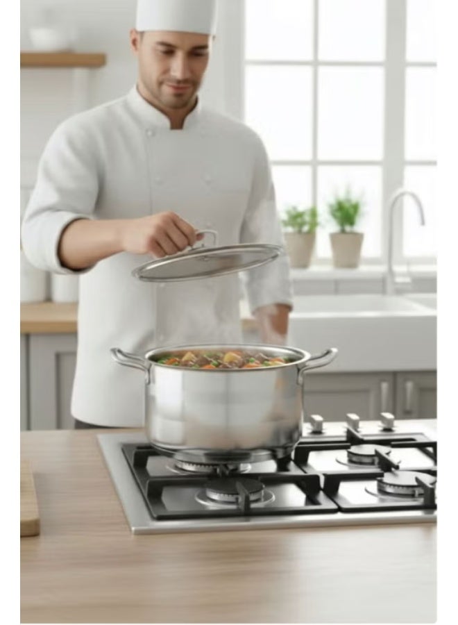 Drobina Pots Set 7 Pieces Turkish Matt Stainless Steel Glass Lids 18/10 - Image 3