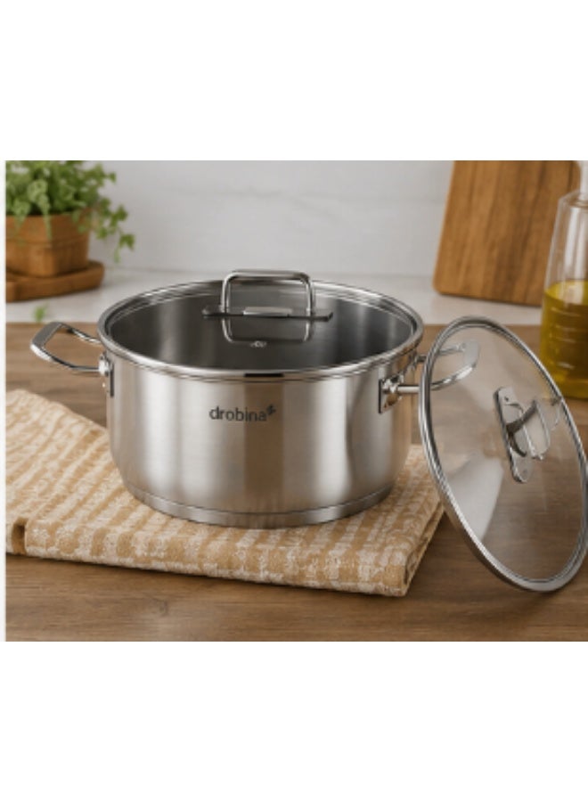 Drobina Pots Set 7 Pieces Turkish Matt Stainless Steel Glass Lids 18/10 - Image 2