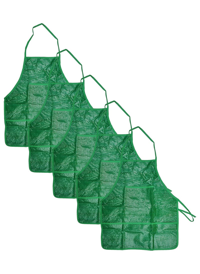 Amit Marketing - Amit Marketing 5 Piece Plastic Apron Set - Green - Image 1