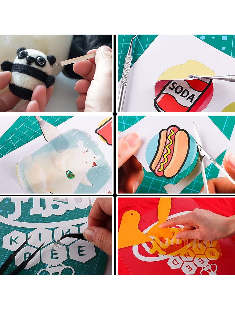 SOLARAE heat transfer tools Vinyl Tools with T-Shirt Ruler Guide Craft Tools Set for DIY Heat Transfer Printing Vinyl Silhouettes Scrapbooking Lettering Cutting Splicing 33pcs - Image 2