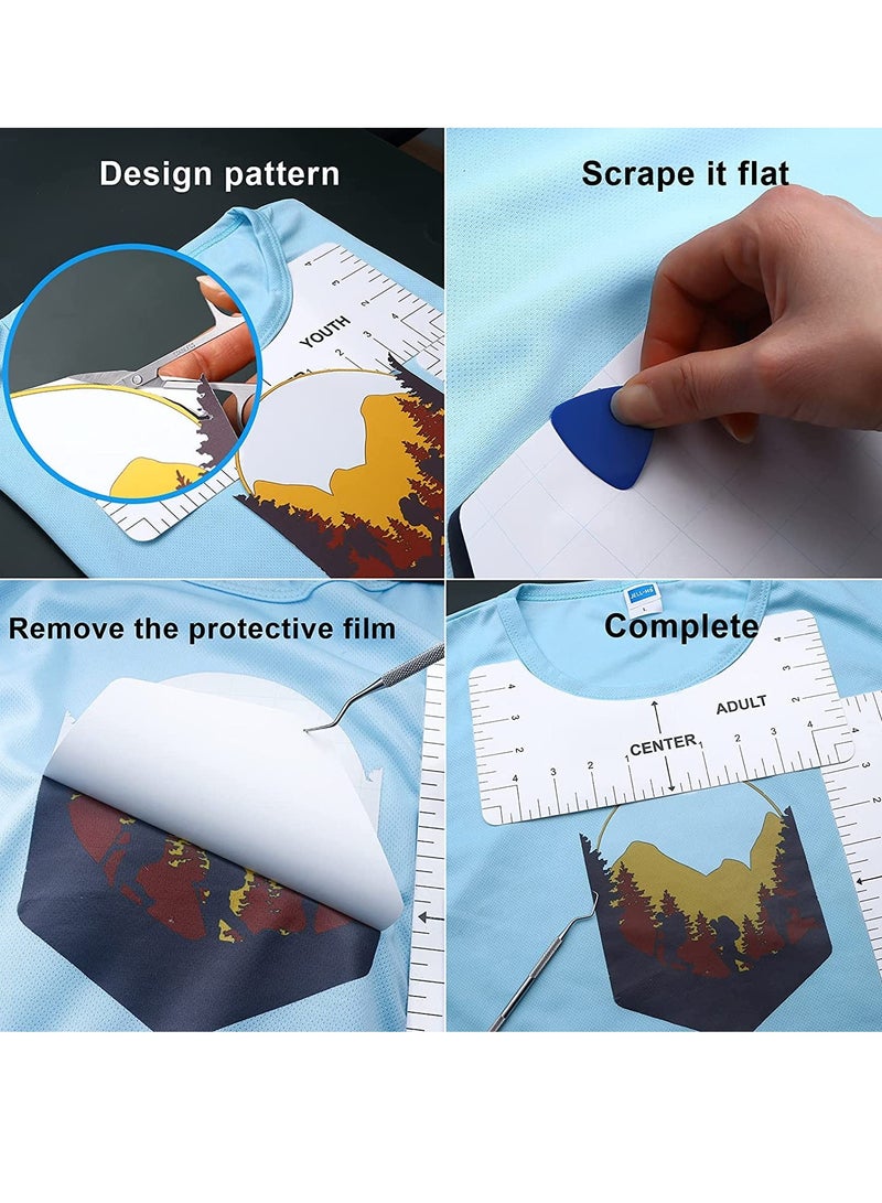 SOLARAE heat transfer tools Vinyl Tools with T-Shirt Ruler Guide Craft Tools Set for DIY Heat Transfer Printing Vinyl Silhouettes Scrapbooking Lettering Cutting Splicing 33pcs - Image 4