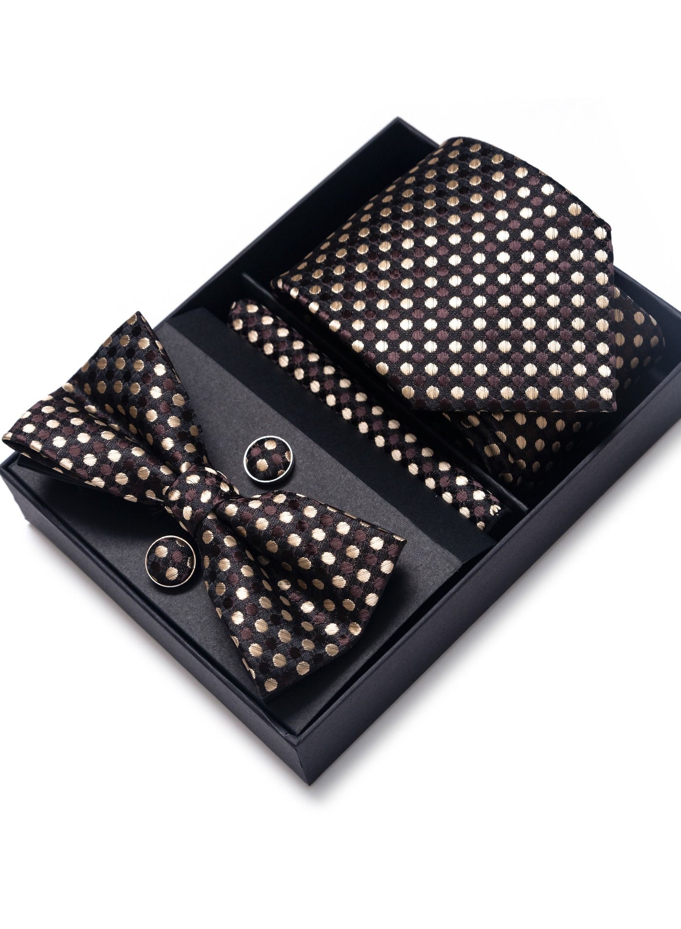 Polka Dot Pattern Necktie Four Pieces Gift Box Set