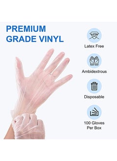 Zalcoon ZALCOON Vinyl  Clear Gloves Powder Free 4 Mil  (1 Pack x 100 Pieces)  - Image 5