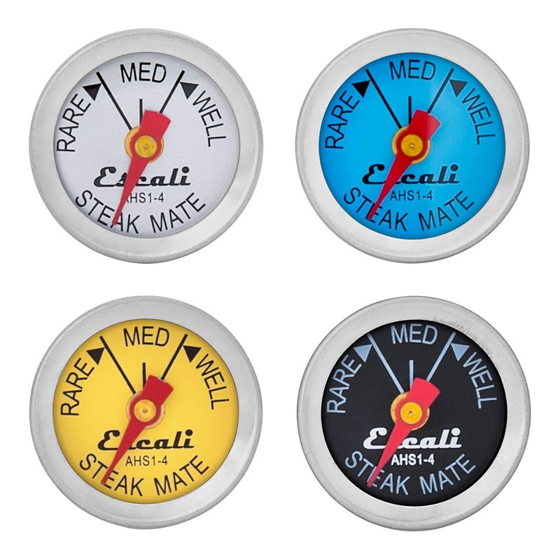 Escali AHS1-4 Easy Read Mini Steak Thermometer Set, Dial Reads Rare, Medium & Well, Dishwasher Safe, Silver - Image 3