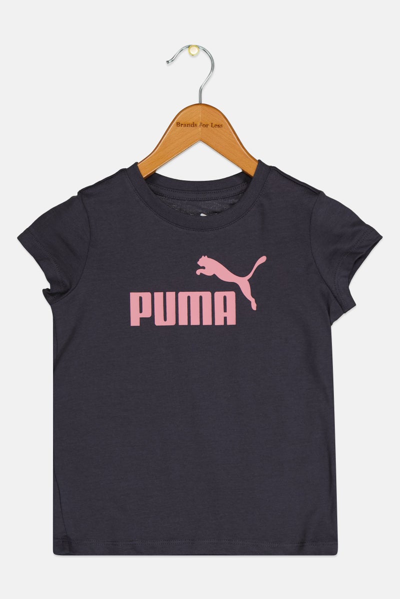 PUMA Kids Girl Sportswear Fit Short Sleeve Brand Logo Outdoor T-shirt, Grey - Image 2