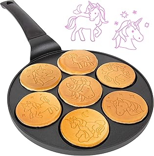 CucinaPro مقلاة بان كيك يونيكورن ميني من كوتشينا برو - اصنع 7 يونيكورن فريدة من نوعها، مقلاة غير لاصقة لصنع البان كيك لوجبة إفطار ممتعة - Image 1