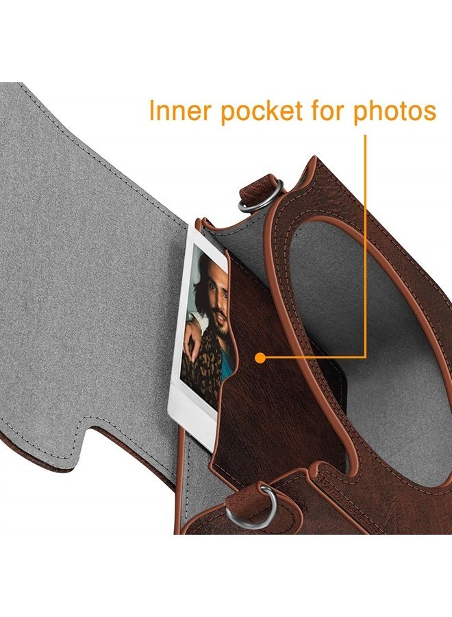 Fintie Protective Case for Fujifilm Instax Square SQ40 / SQ1 Instant Camera - Premium Vegan Leather Bag Cover with Removable Adjustable Strap, Vintage Brown  - Image 1